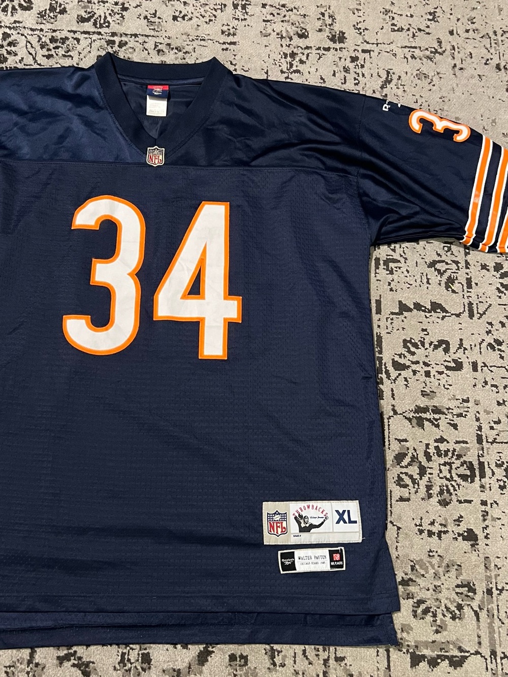 Reebok Men’s Navy Football Jersey with Orange & White #34